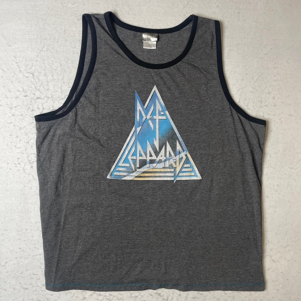 DEF LEPPARD Band TANK TOP Mens XL Graphic Print Charcoal Gray Sleeveless‎ Shirt